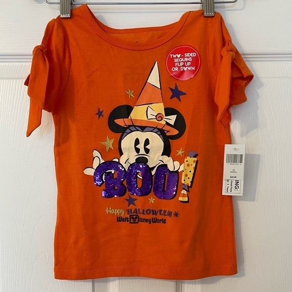 WDW Disney Parks Halloween Minnie Flip Sequin Girls Shirt NWT MNSSHP Size XS - Picture 7 of 12